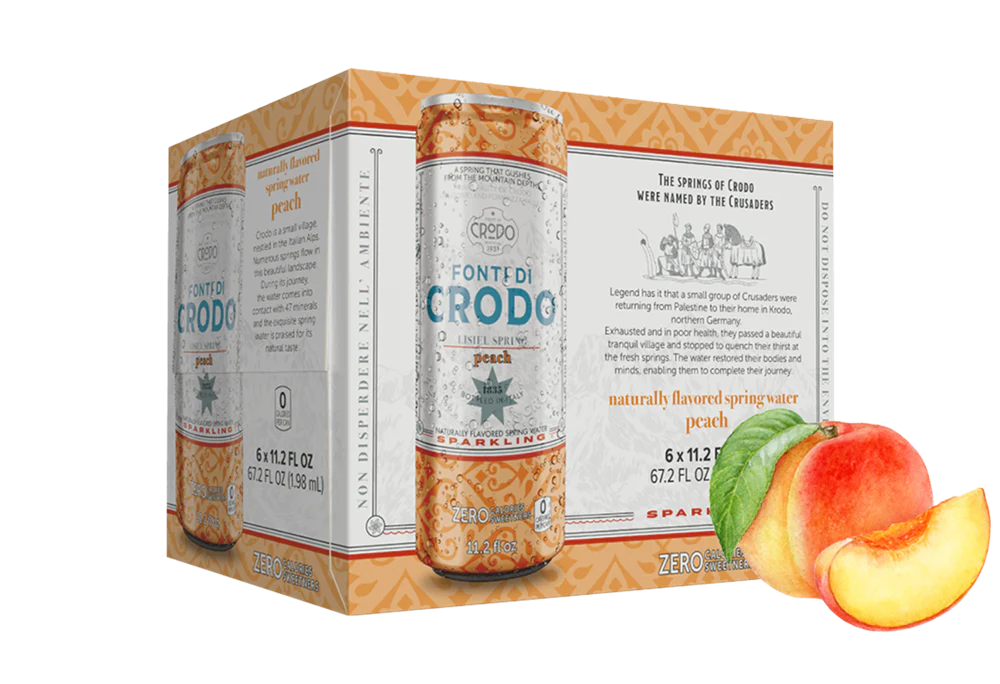 Fonti Di Crodo Peach Sparkling Water, Made in Italy, 6 Pack 11.2 fl oz - Image 3