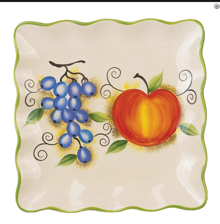 Fruit Design Square Plate, 11"