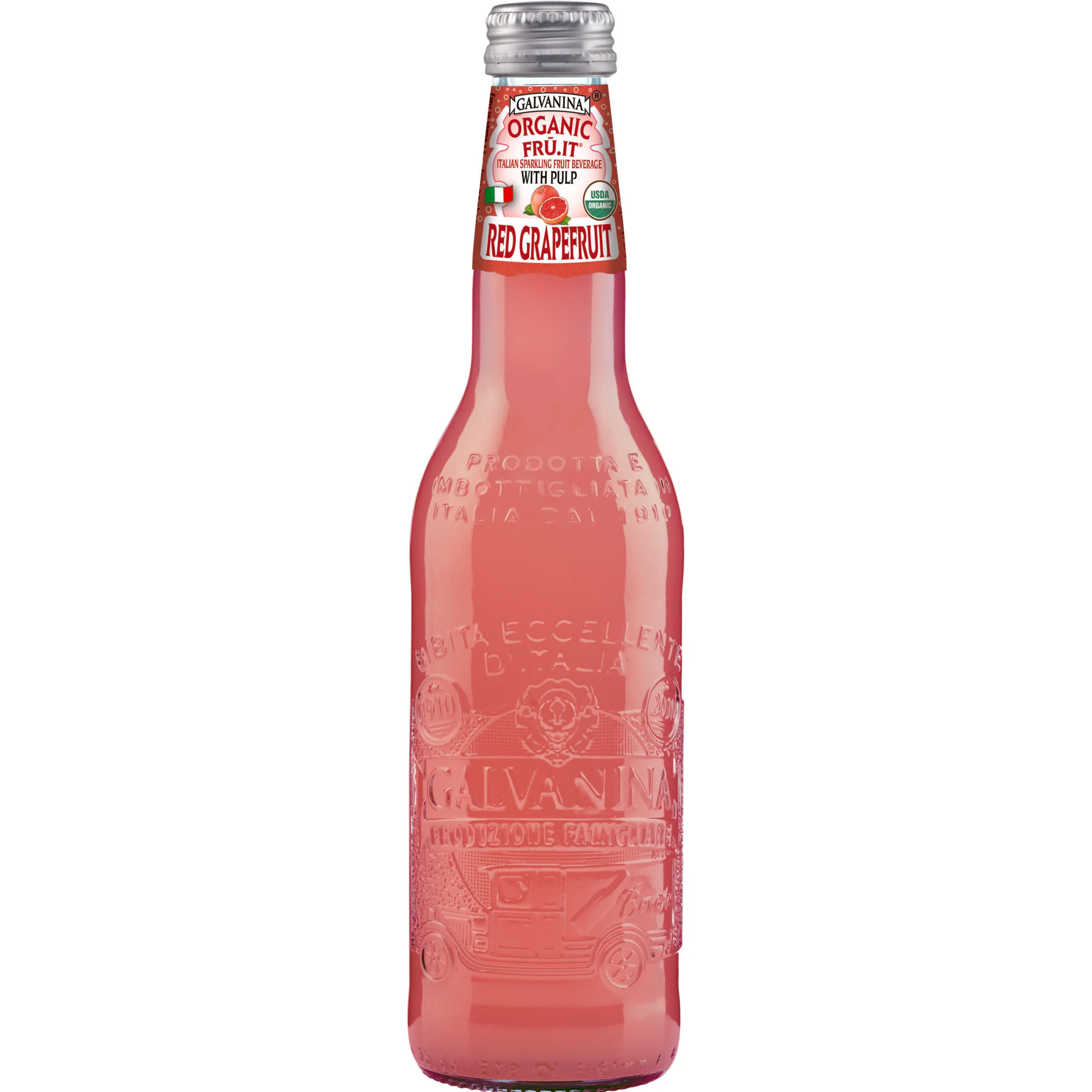 Galvanina Organic Red Grapefruit Soda, Made in Italy, 12 fl oz | 355 mL
