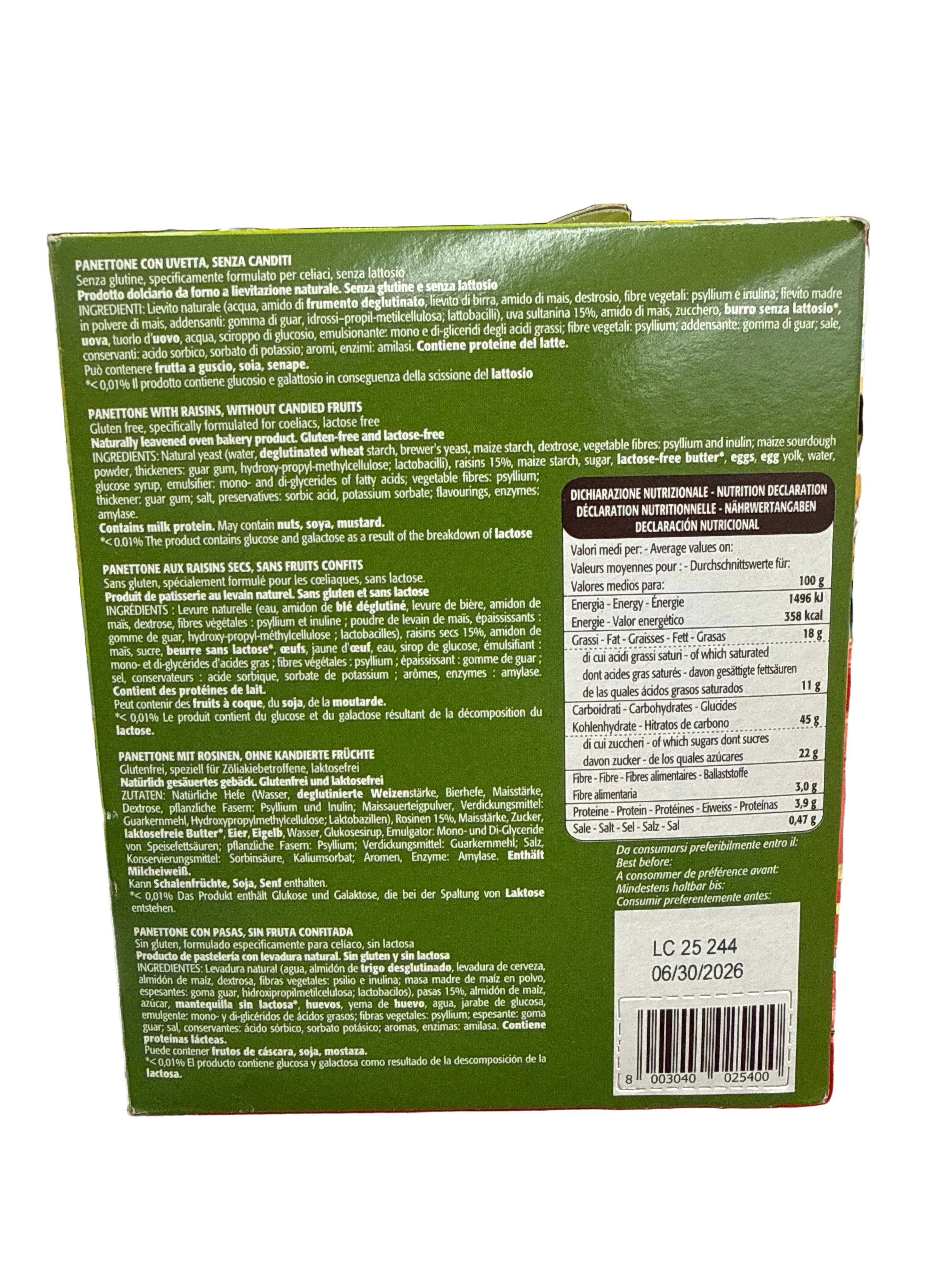 Giampaoli Gluten-Free Lactose-Free Panettone with Candied Fruit, 14.11 oz | 400g - Image 3