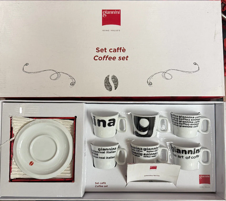 Giannina Art of Coffee Espresso Cups and Saucers - Set of 6
