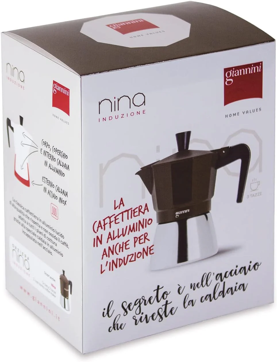 Giannini Nina, Aluminum Stove Top Espresso Coffee Maker, Suitable for Induction - Image 3