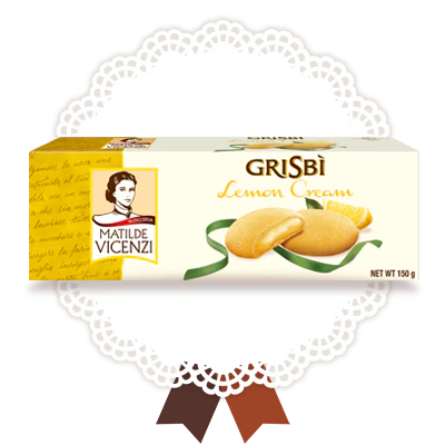 Vicenzi Grisbi Lemon Cream Cookies, 5.29 oz | 150g