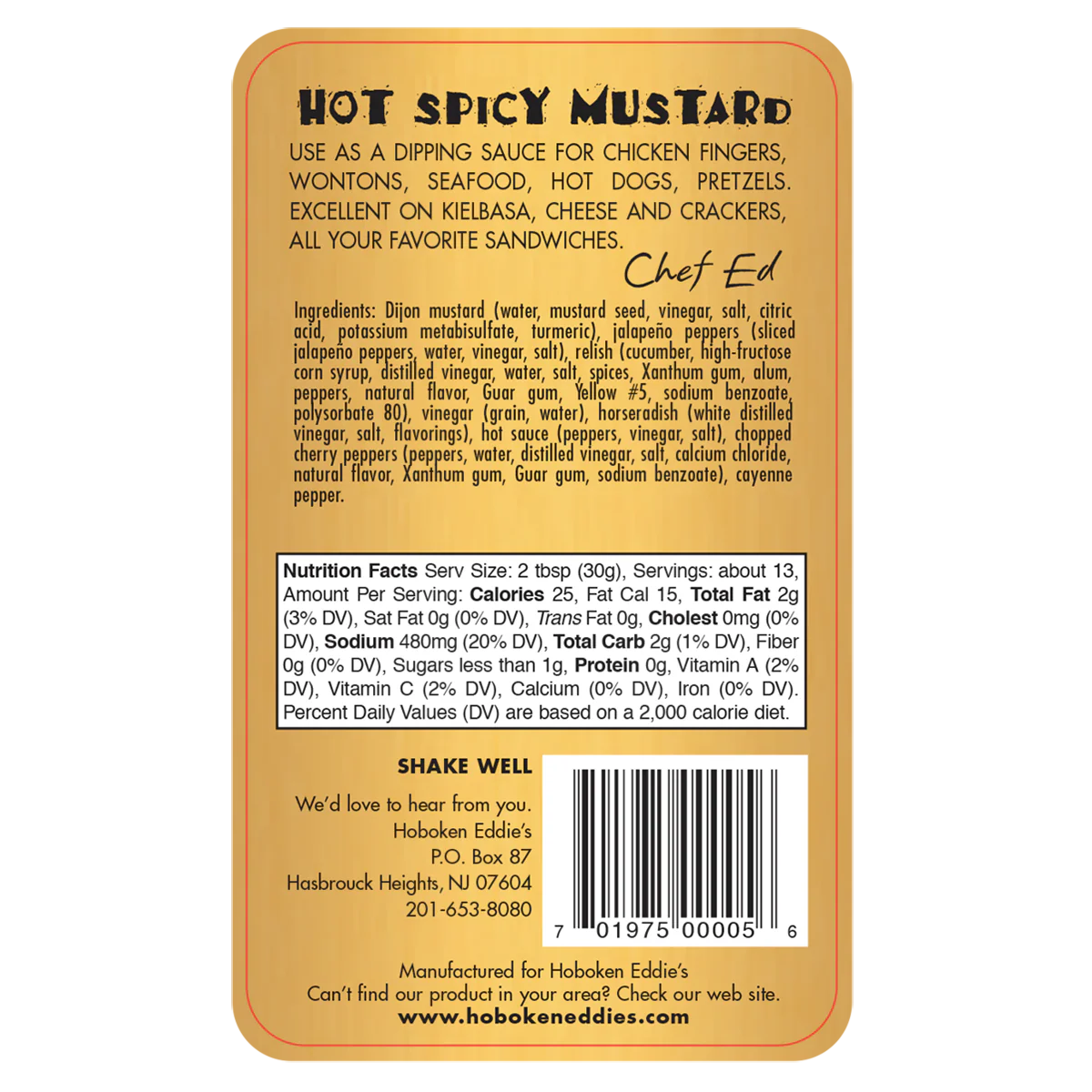 Hoboken Eddie's Hot Spicy Mustard, 14 oz - Image 3