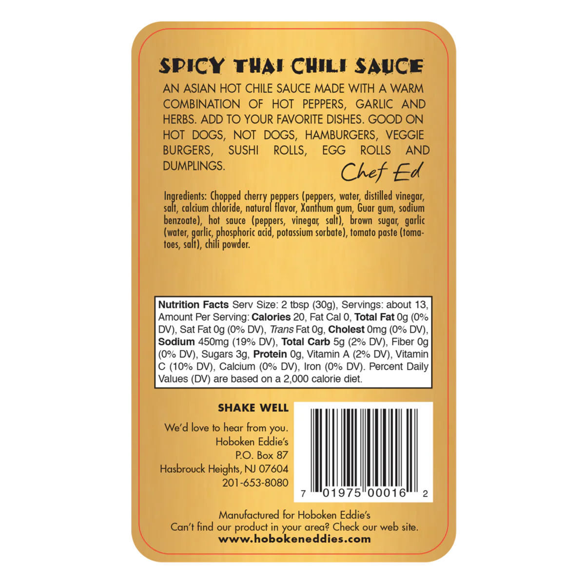 Hoboken Eddie's Spicy Thai Chili Sauce 14 oz - Image 3
