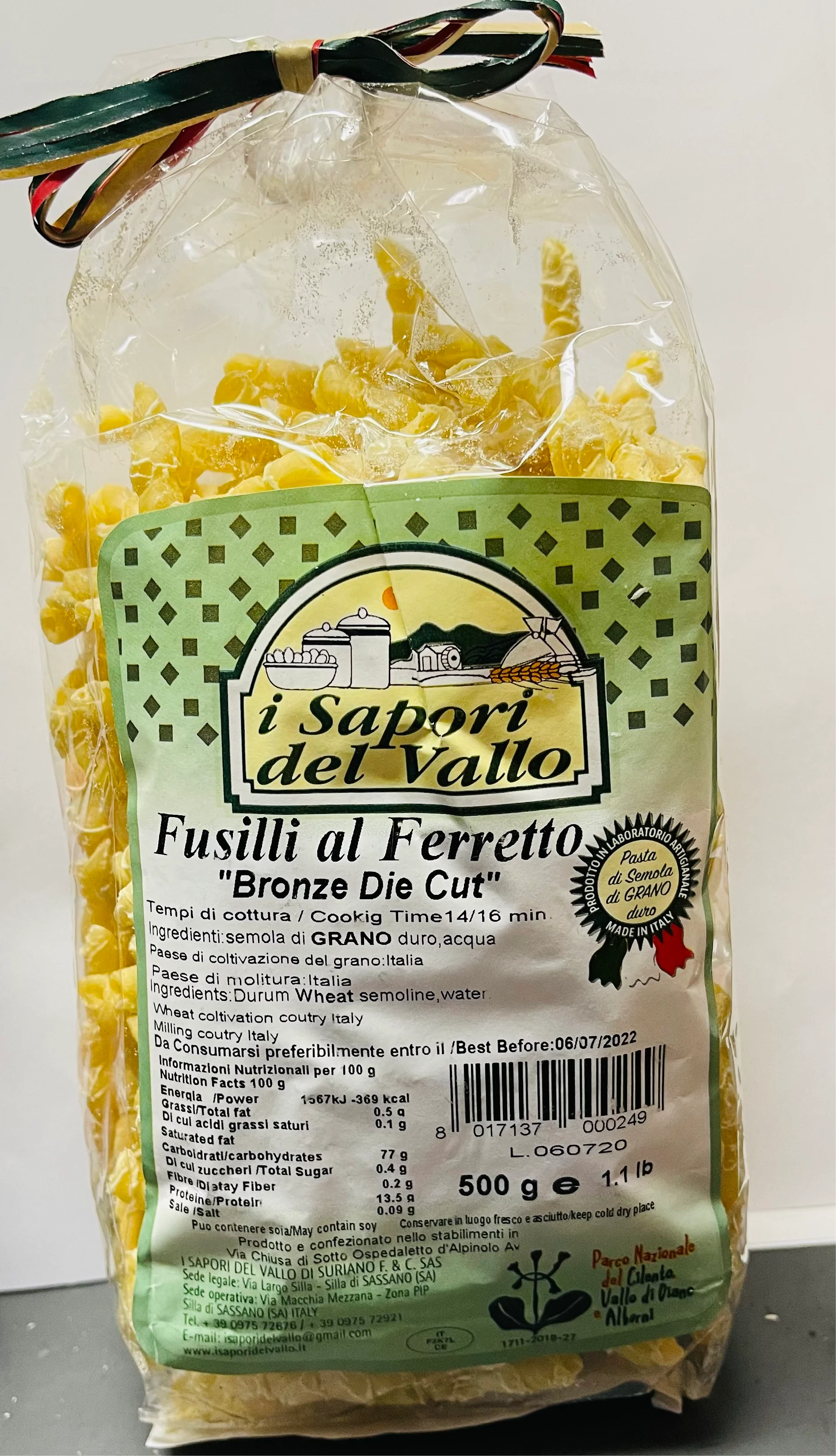 I Sapori del Vallo Fusilli al Ferretto, 1.1 lb | 500g