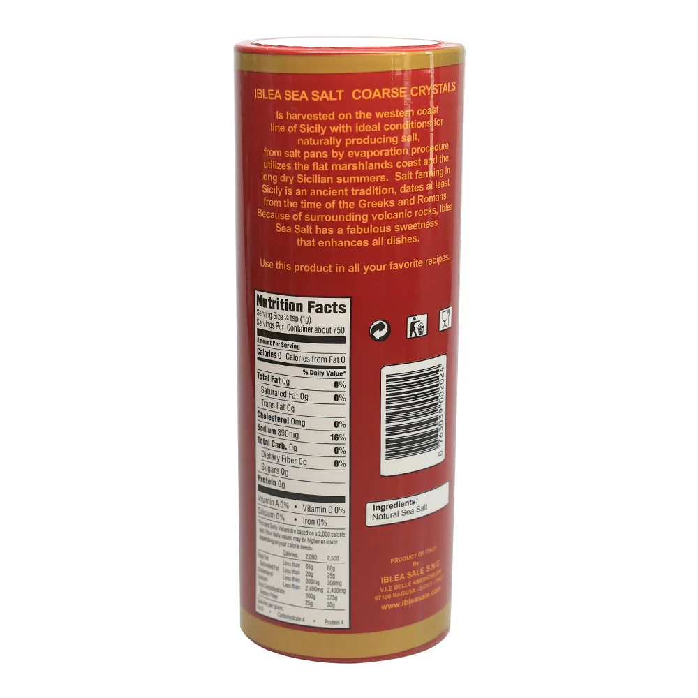 Iblea Mediterranean Sea Salt, Coarse, 26.5 oz Tube - Image 2