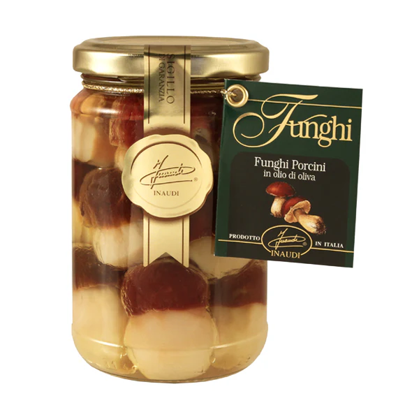 Inaudi Whole Porcini Mushrooms Red Head in Olive Oil, 9.8 oz | 280g