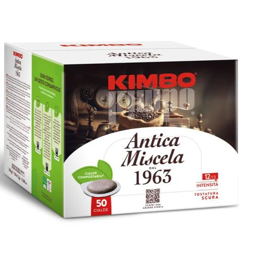Kimbo Espresso Pods Antica Miscela ESE Pods, Dark Roast 12/13 intensity, 7g, 50 Pack