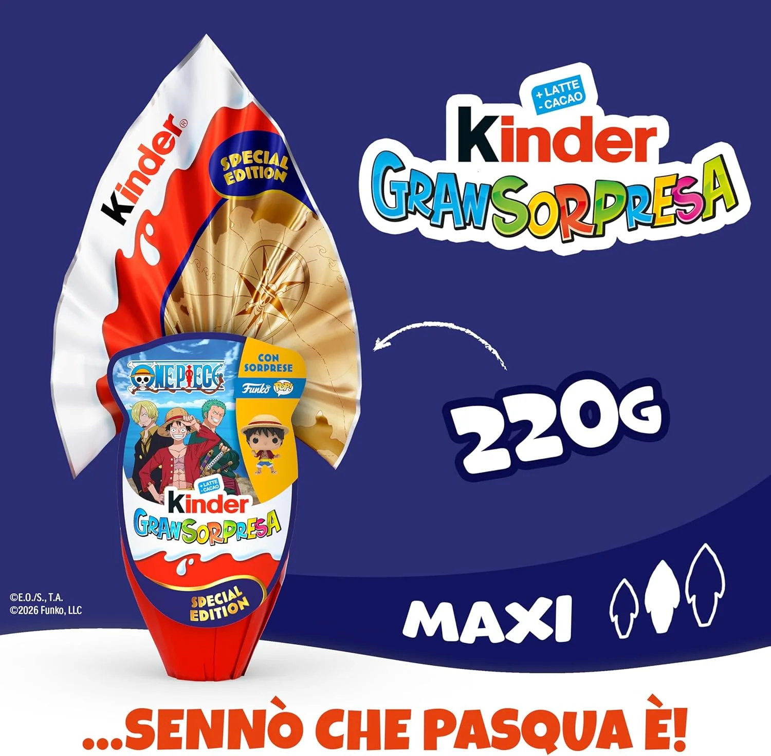 Kinder GranSorpresa Maxi Onc Piece with Funko PoP Surprise, Special Edition Easter Egg, 7.76 oz | 220g - Image 2