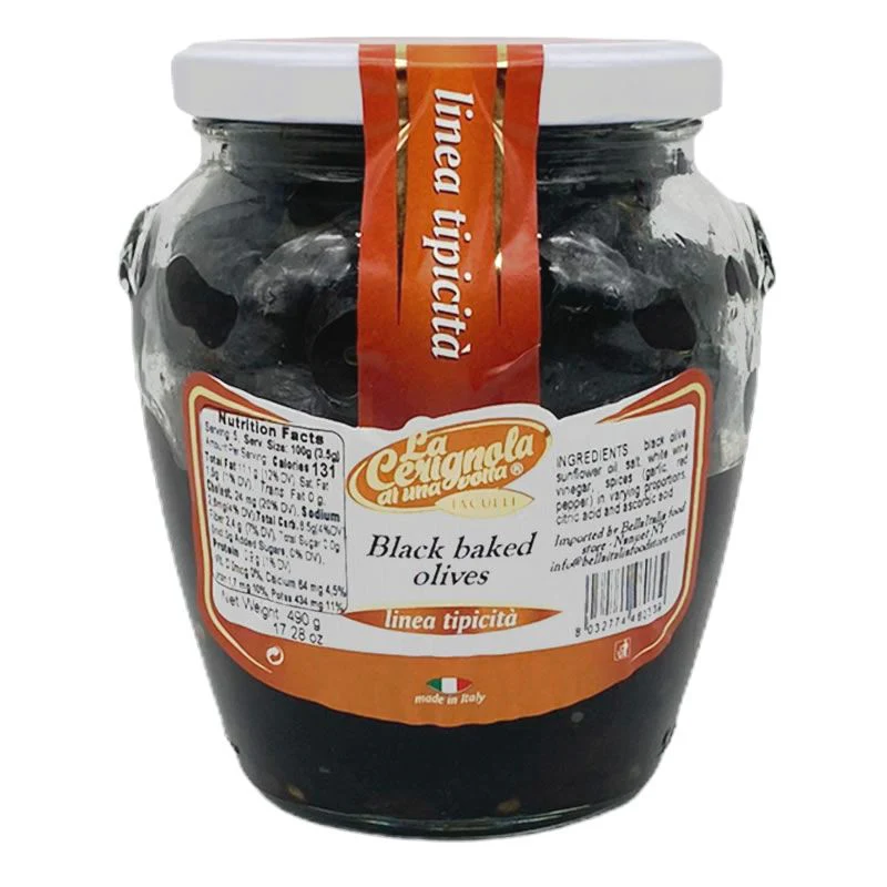 La Cerignola Di Una Volta Baked Black Olives, Olive Nere al Forno, 17.28 oz | 490g