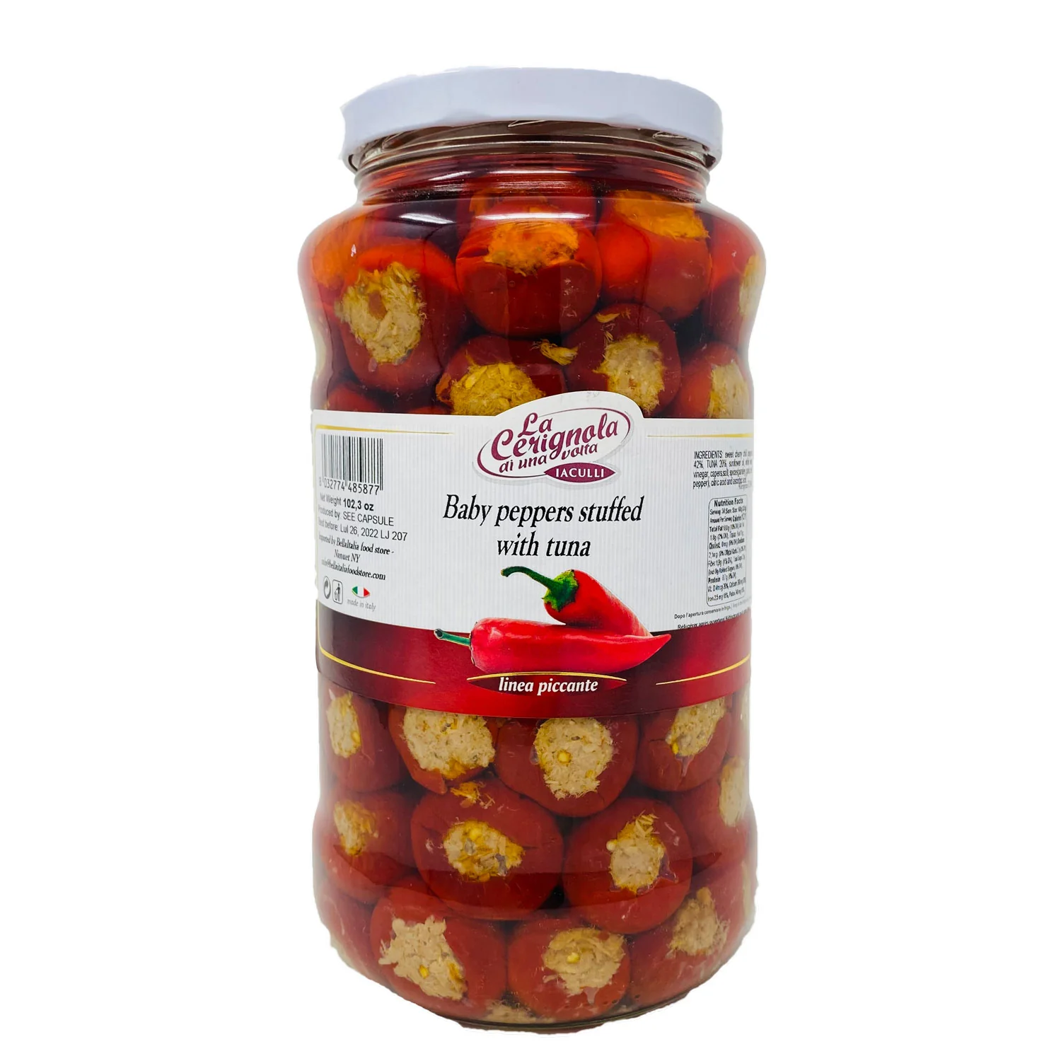 La Cerignola di una volta - Round Baby Peppers Stuffed with Tuna, 102.3 oz | 2900g