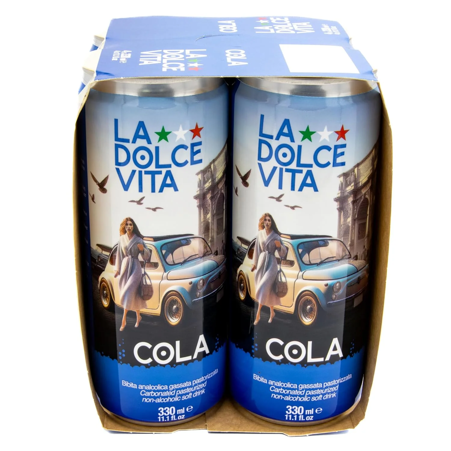 La Dolce Vita Cola, Imported From Italy, Real Sugar, Pack of 4 x 11 FL OZ - Image 2