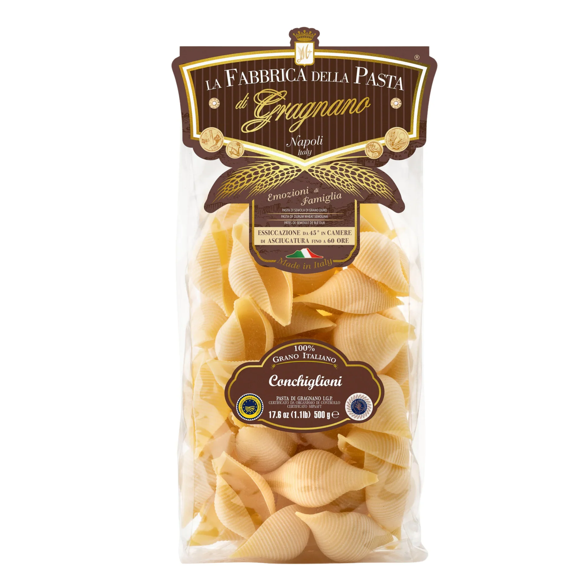 La Fabbrica Della Pasta Conchiglioni Giganti #542, 17.6 oz | 500g | Pasta di Gragnano I.G.P.