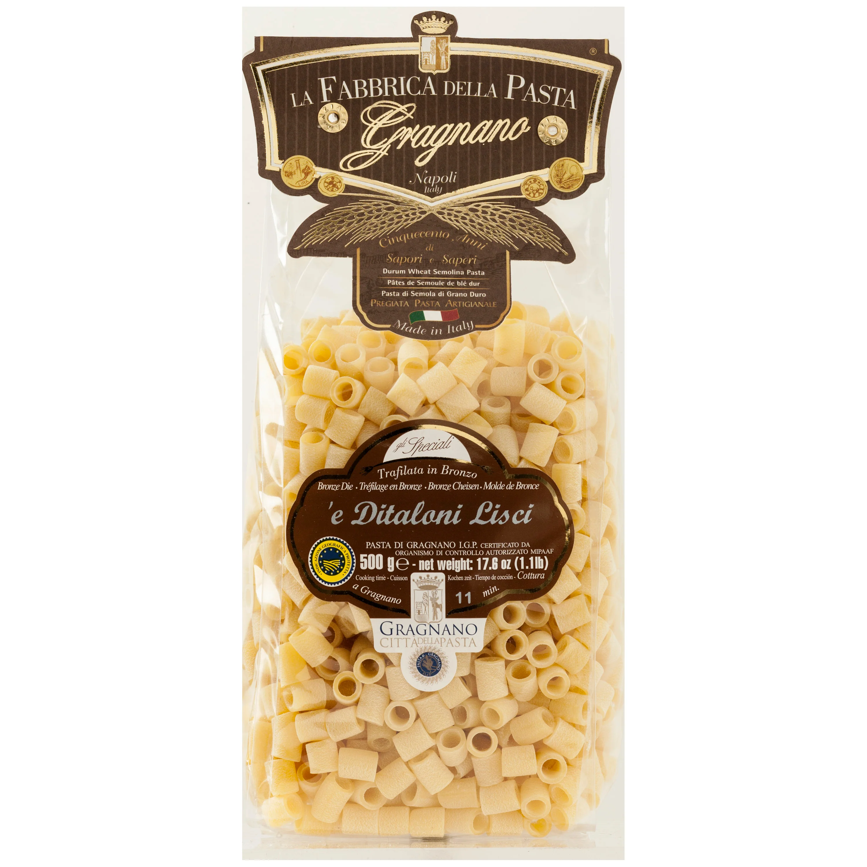 La Fabbrica Della Pasta 'e Ditaloni Lisci, #527, 17.6 oz | 500gr - Image 3
