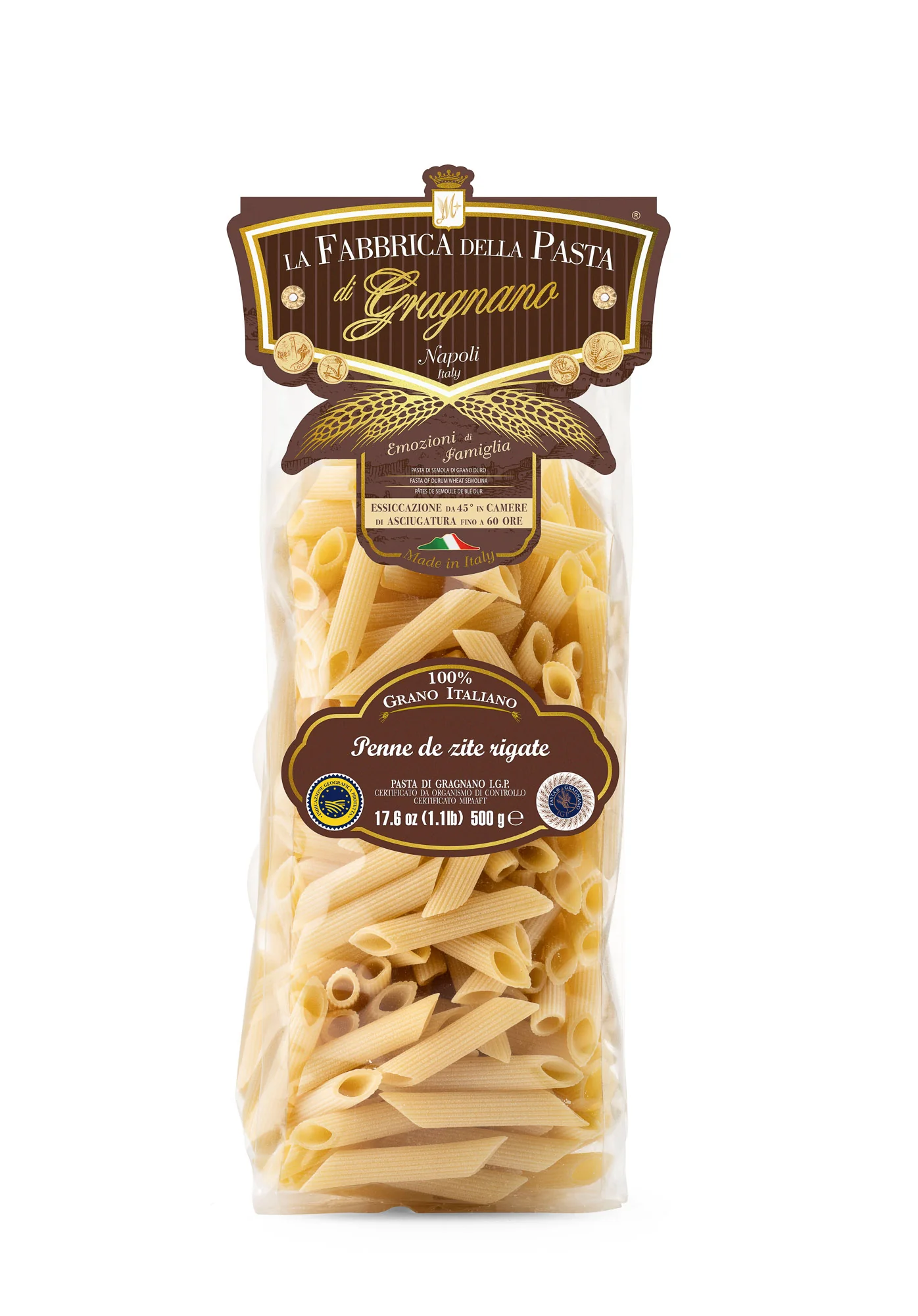La Fabbrica Della Pasta e Penne "de zite" Rigate, #521, 17.6 oz | 500g