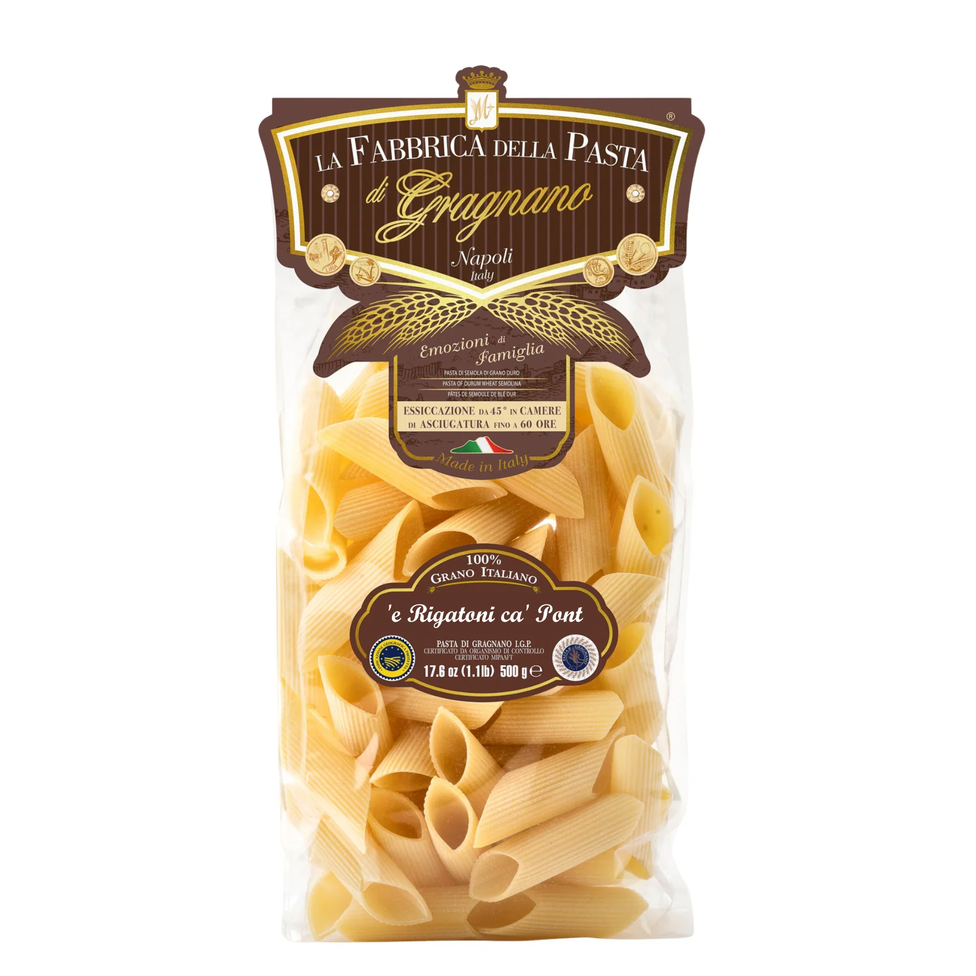 La Fabbrica Della Pasta ‘E Rigatoni ca’ Pont #946, 17.6 oz | 500g | Pasta di Gragnano I.G.P.