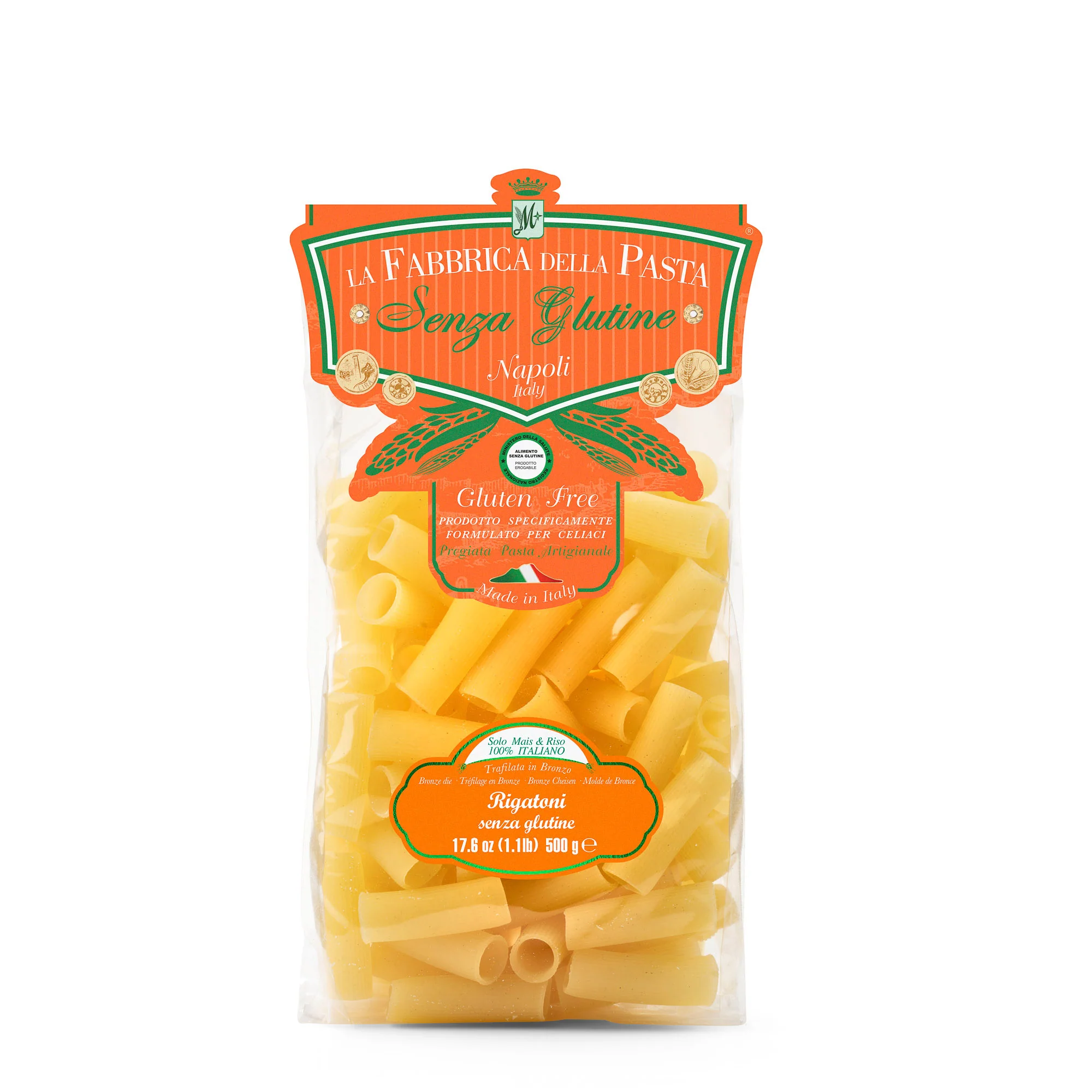 La Fabbrica Della Pasta Gluten Free e' Rigatoni, #172, 17.6 oz | 500g
