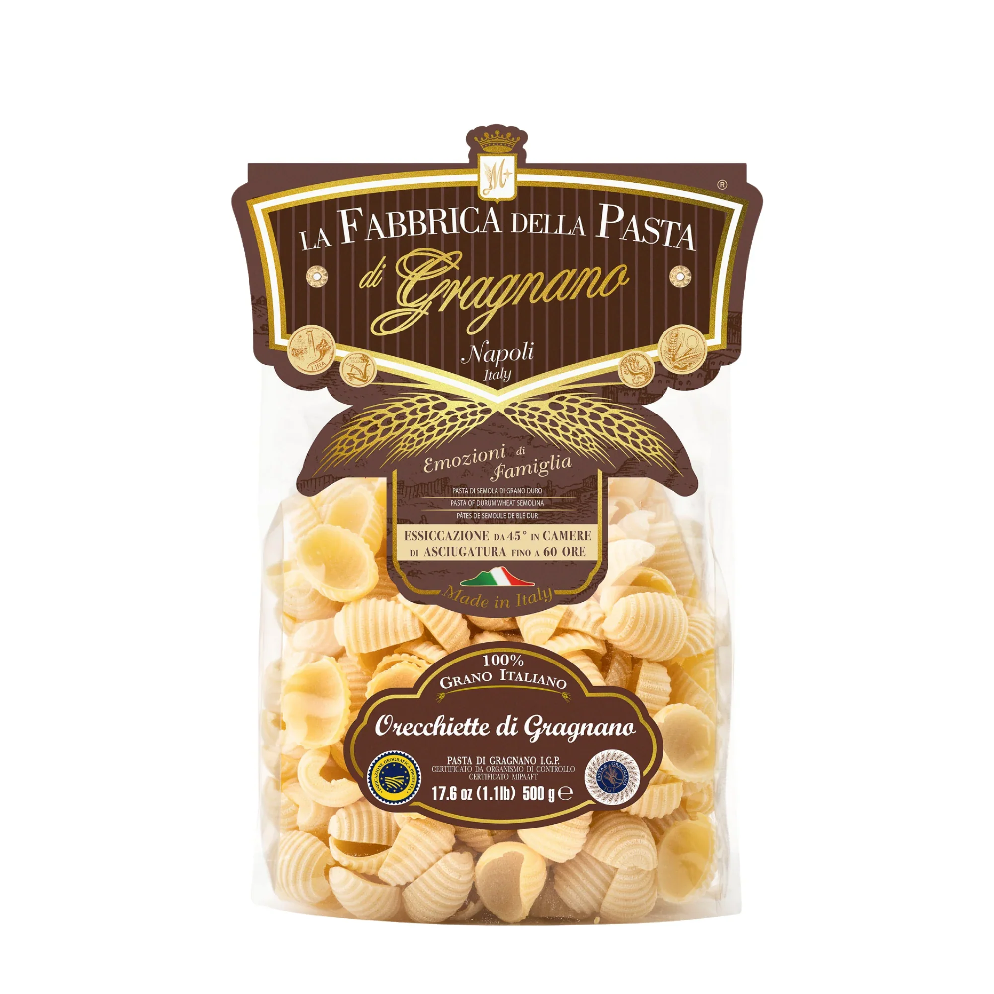 La Fabbrica Della Pasta Le Orecchiette Rigate #952, 17.6 oz | 500g | Pasta di Gragnano I.G.P.