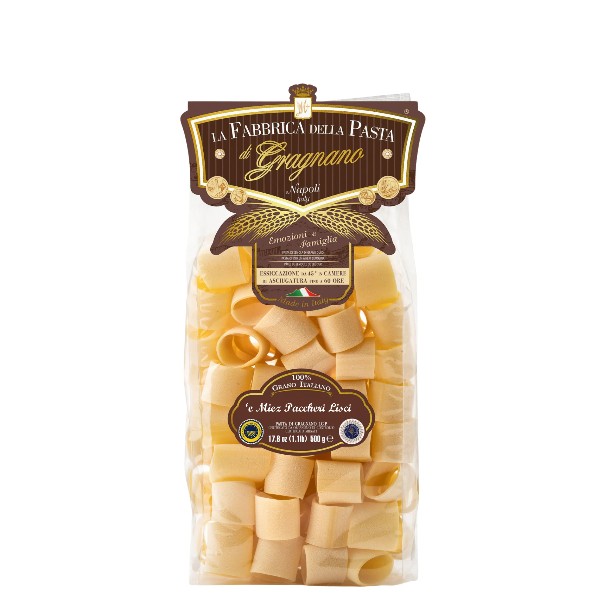 La Fabbrica Della Pasta Mezzi Paccheri Lisci, #554, 17.6 oz | 500g