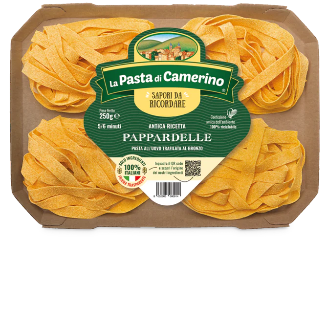 La Pasta di Camerino Pappardelle Egg Pasta, Bronze Die, 8.8 oz | 250g
