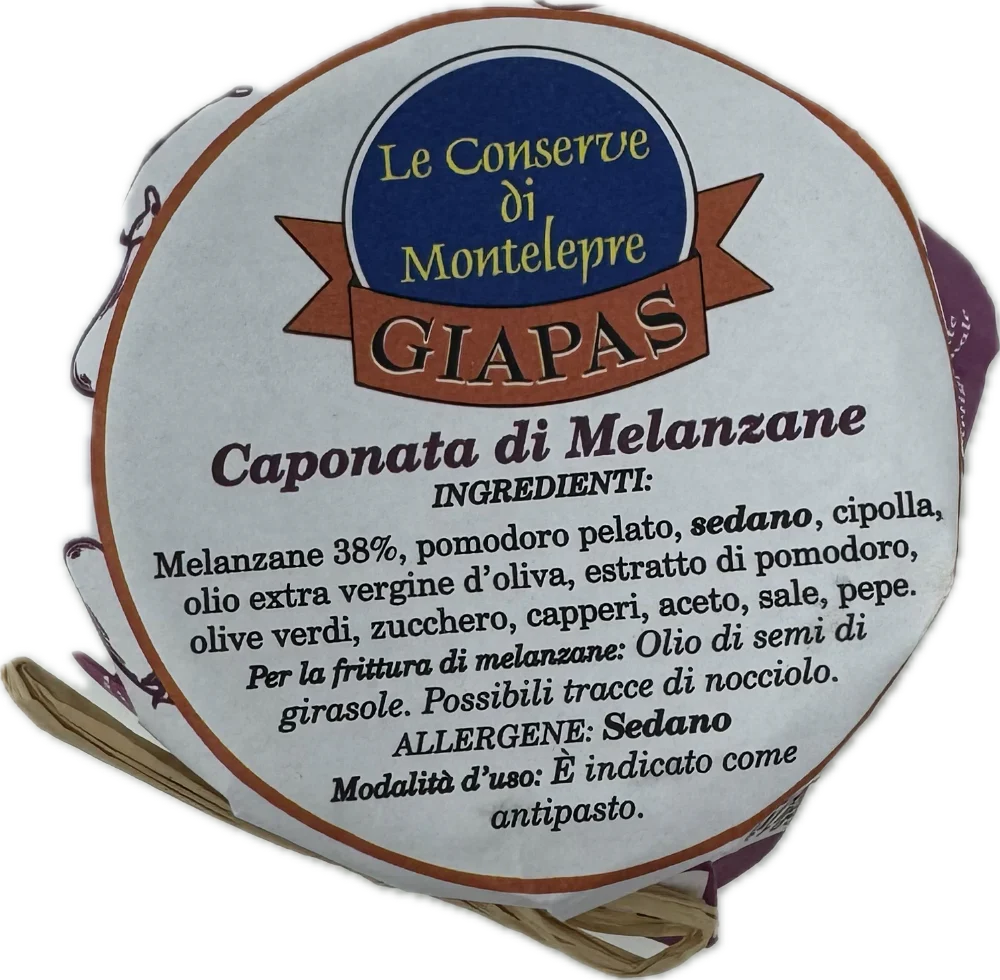Le Conserve Di Montelepre Sicilian Eggplant Caponata, Eggplant Appetizer, 9.82 oz | 280g - Image 2