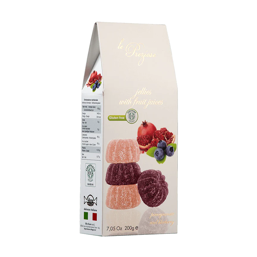 Le Preziose Jellies with Pomegranates and Blueberries Juice, 7.05 oz | 200g