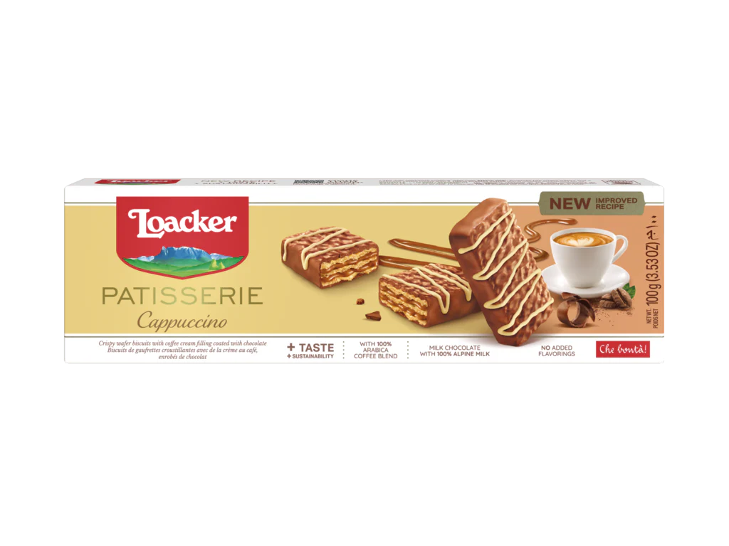 Loacker Cappuccino Milk Chocolate Biscuits, 3.53 oz | 100g