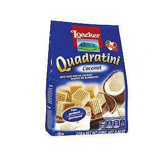 Loacker Quadratini Bite Size Wafers, Coconut, 8.82 oz | 250g