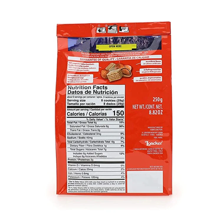 Loacker Quadratini Bite Size Wafers, Hazelnut, 8.82 oz | 250g - Image 2