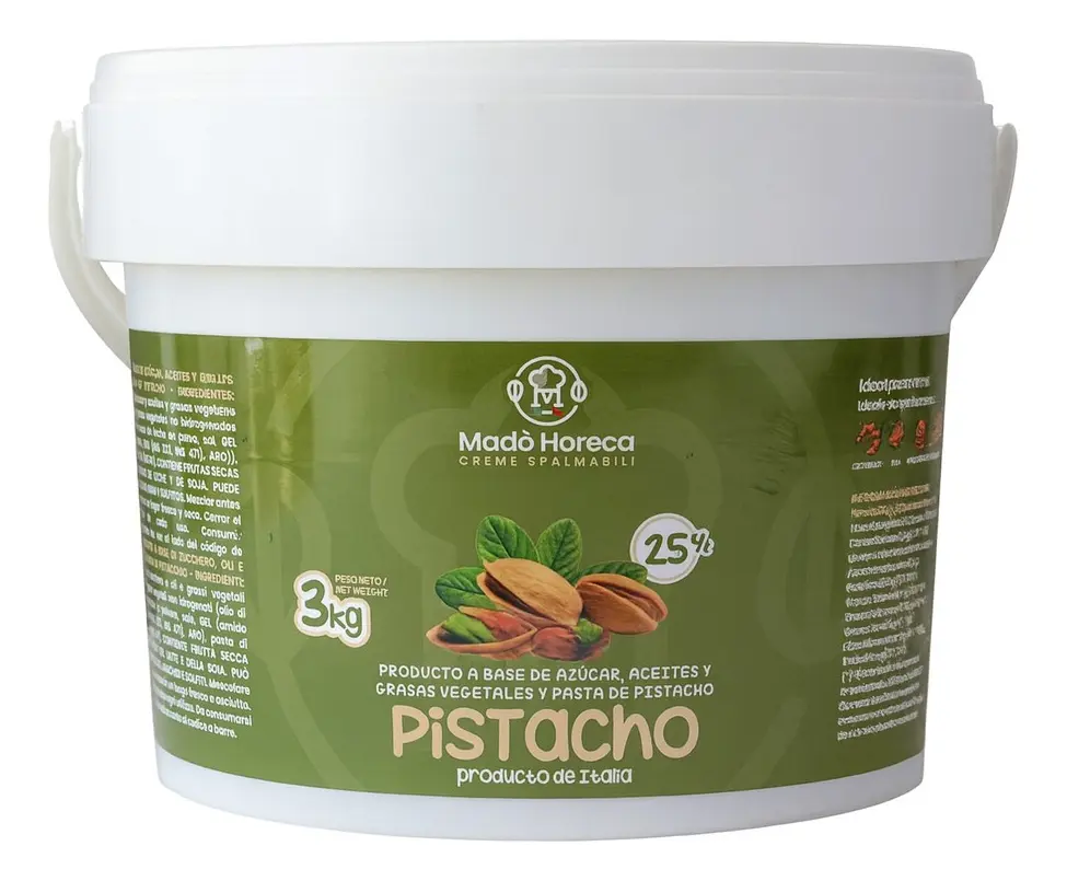 Mado Crunchy Pistachio Cream Spread, 25% Pistachio, Gluten Free, Non-GMO, 3kg Bucket