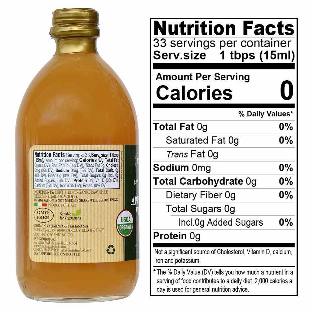 Mantova Organic Unfiltered Apple Cider Vinegar, 17 fl oz | 500 ml - Image 2