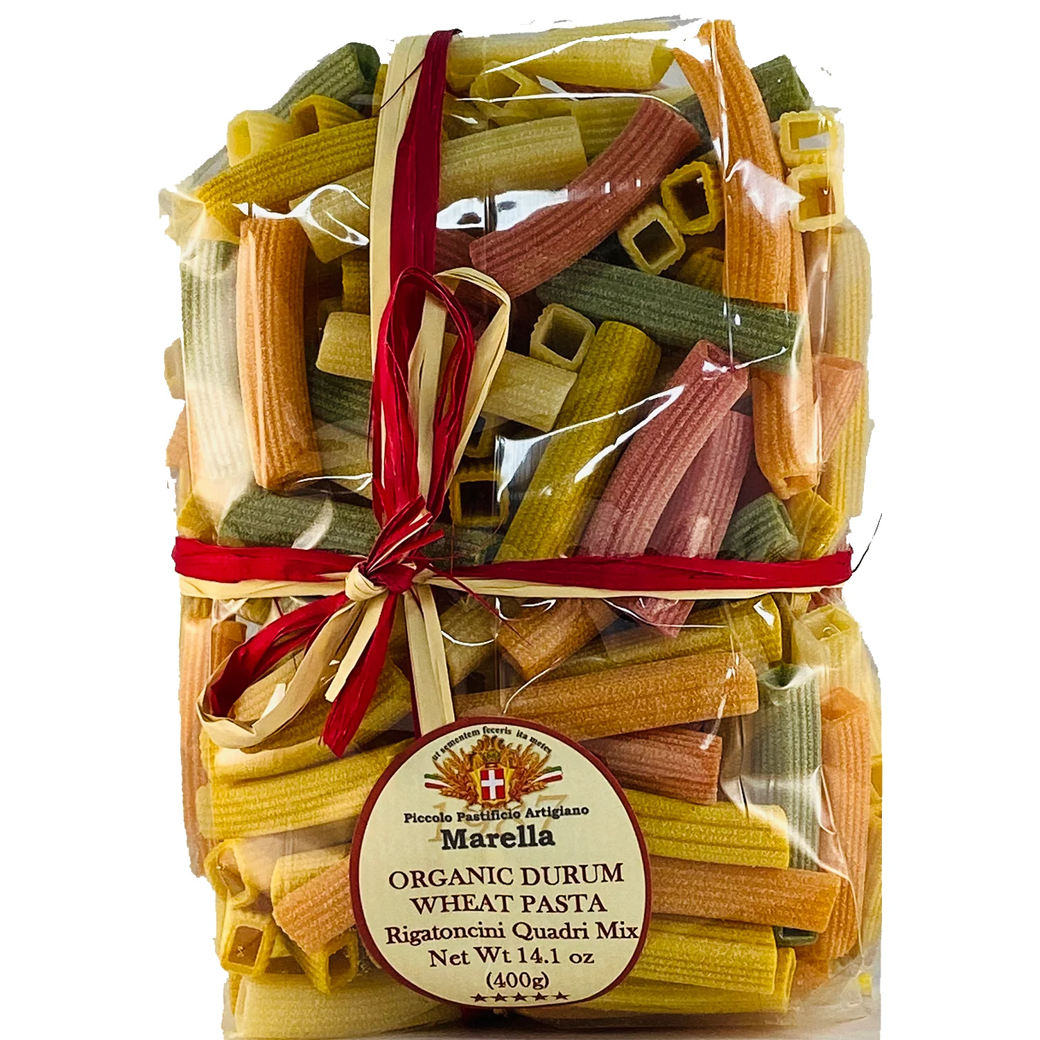Marella Rigatoncini Quadri, Square Rigatoni, Mix Organic Pasta from Italy, 14.1 oz