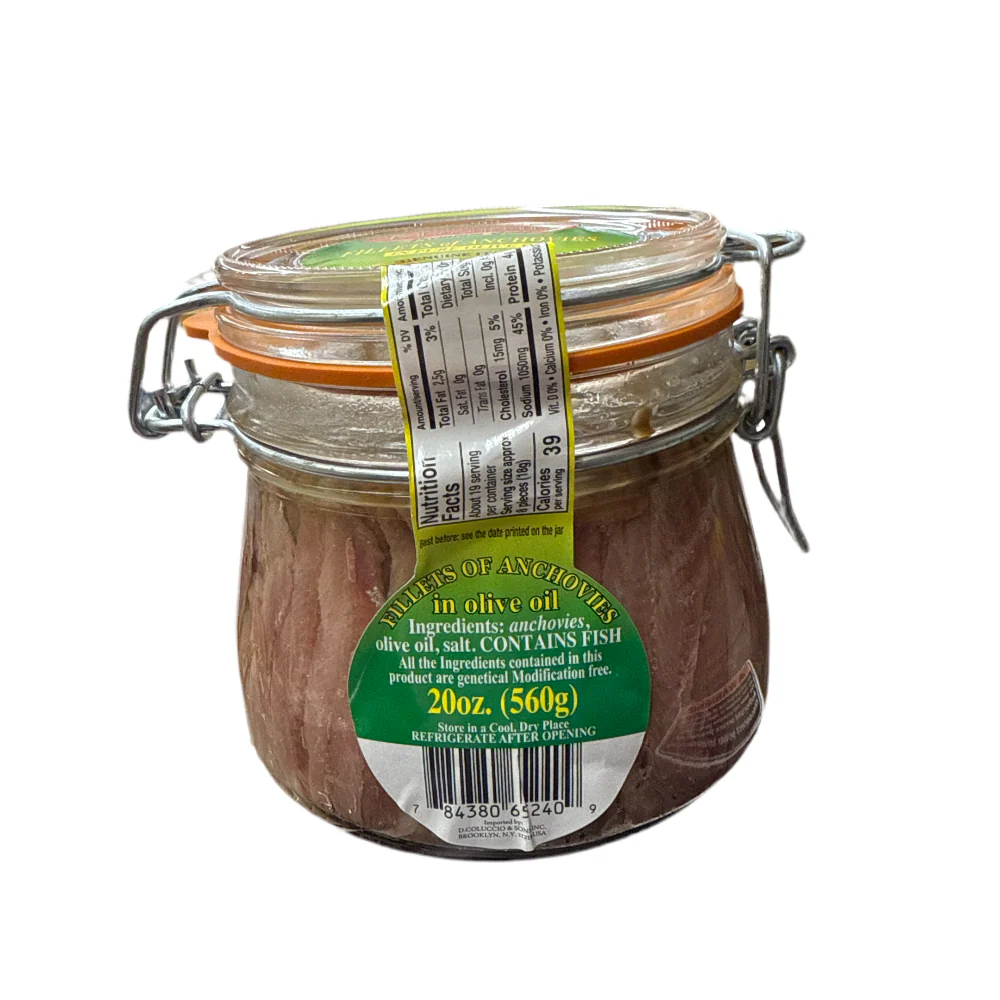 Marinella Fillets of Anchovies in Pure Olive Oil, 19.7 oz | 560g jar