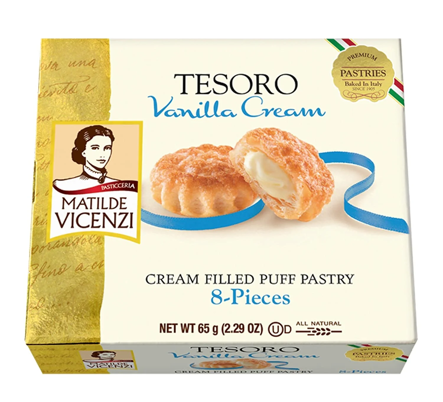 Vicenzi Tesoro Vanilla, Cream Puff Pastry, 2.29 oz | 65g