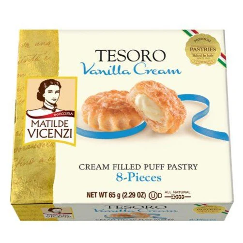 Vicenzi Tesoro Vanilla, Cream Puff Pastry, 2.29 oz | 65g - Image 2