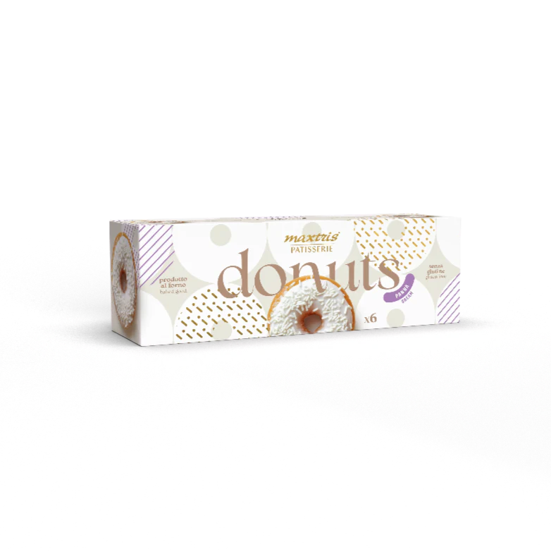 Maxtris Donuts Panna – Cream-Glazed Mini Donuts, Gluten Free, (210g, 6-Pack)