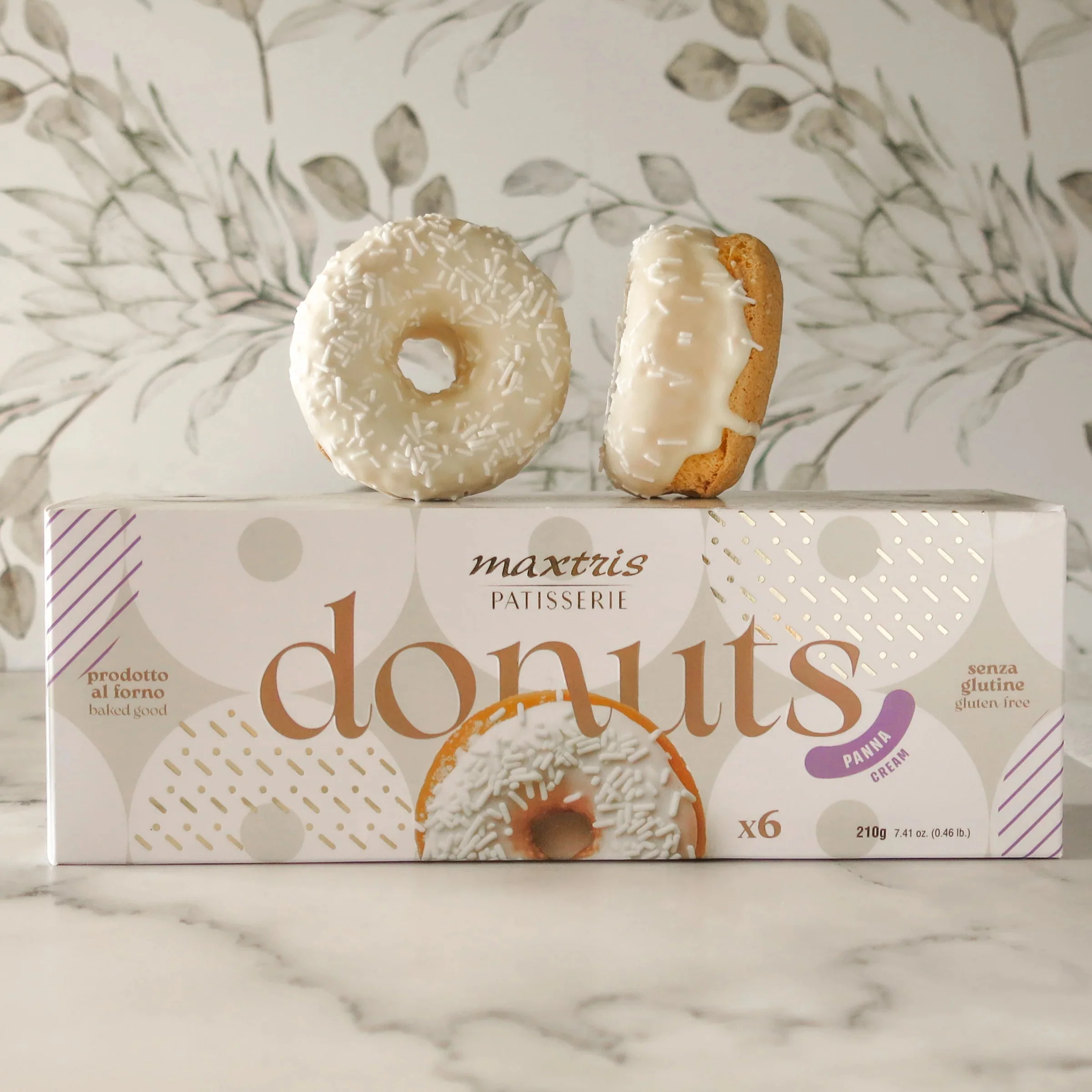 Maxtris Donuts Panna – Cream-Glazed Mini Donuts, Gluten Free, (210g, 6-Pack) - Image 2