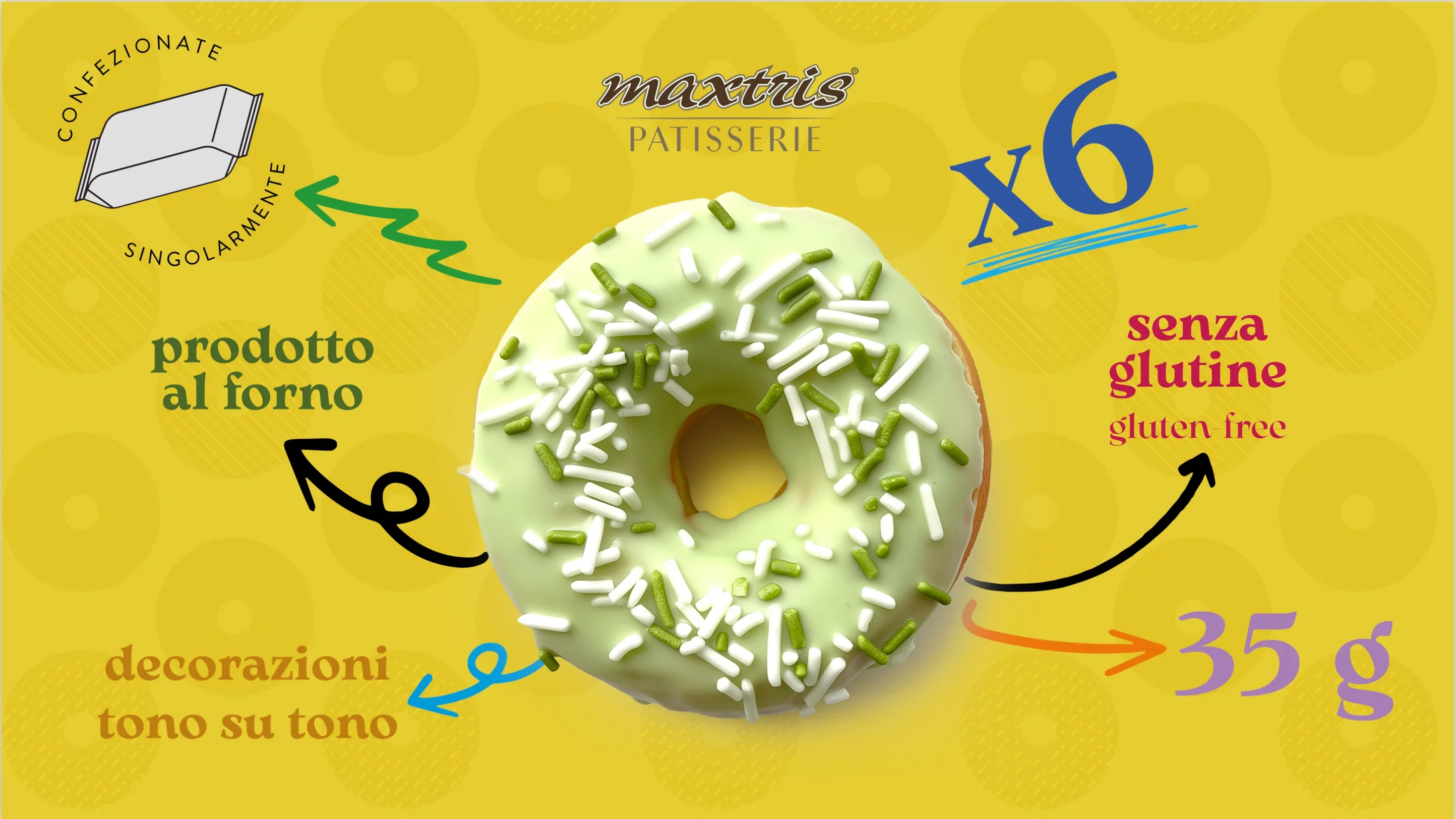 Maxtris Donuts Pistachio -Cream, Glazed Mini Donuts, Gluten Free, (210g, 6-Pack) - Image 3