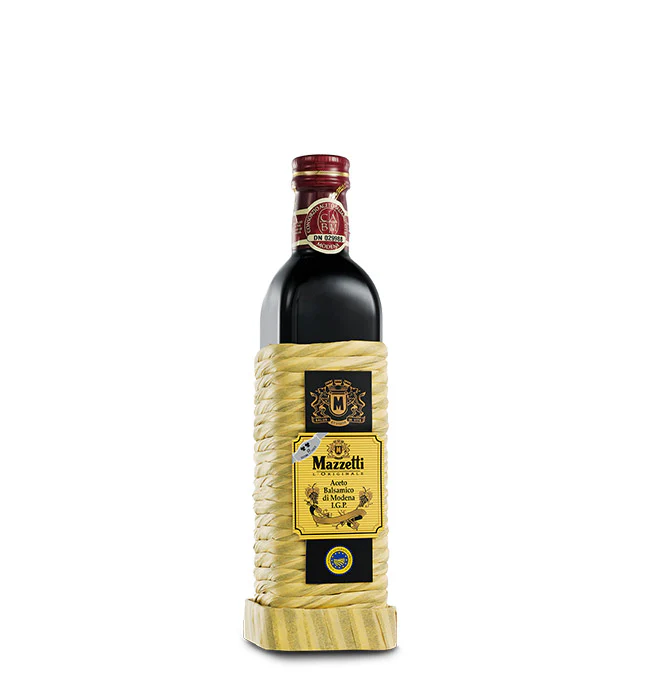Mazzetti Balsamic Vinegar 2 leaf Rating, Rattan Wrapped Bottle, 16.09 fl oz | 500 ml