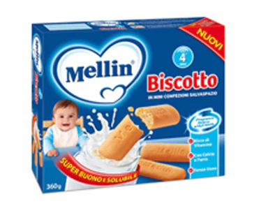 Mellin Baby Cookies, Biscotto in Mini Confezioni Salvaspazio, 360g