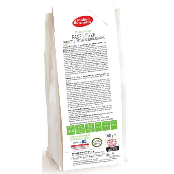 Molino Rossetto Gluten Free Mix For Pizza and Bread, 17.64 oz | 500g - Image 2