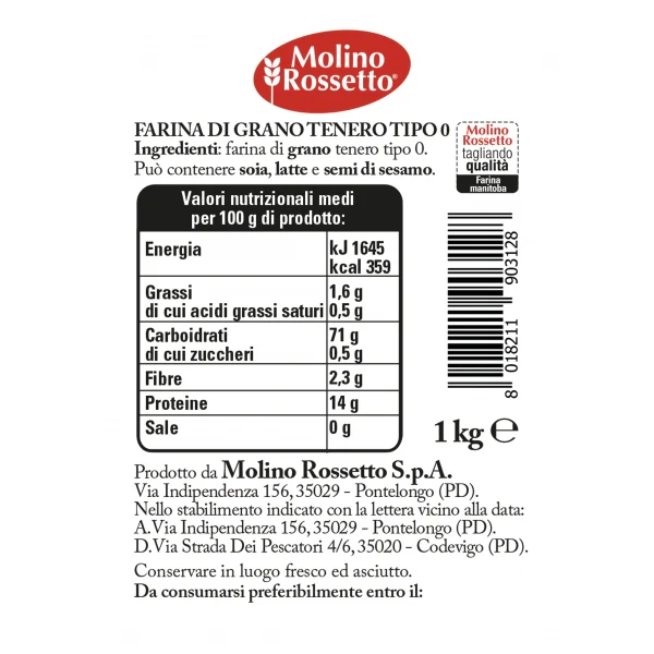 Molino Rossetto Manitoba Flour, Type 0, 2.2lb | 1kg - Image 2