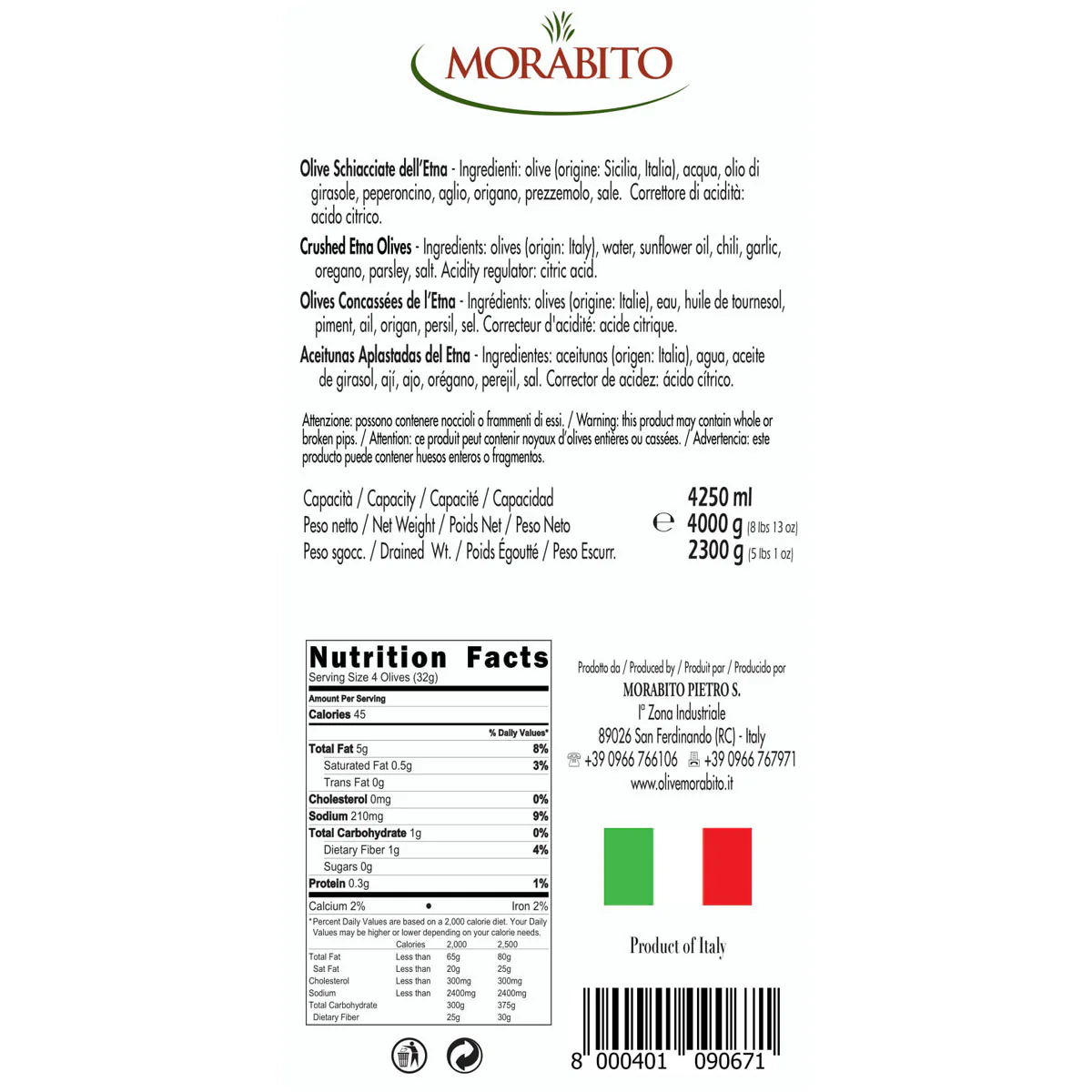 Morabito Etna Cracked Pitted Olives, Olive Schiacciate dell'Etna, 5 lb 1 oz | 2300g - Image 3