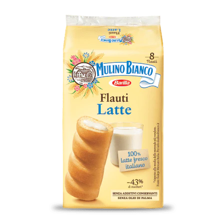 Mulino Bianco Flauti Latte, Milk Flutes, 8 pk, 280g