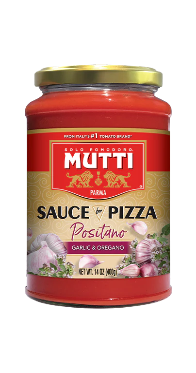 Mutti Sauce for Pizza Positano, Garlic & Oregano, 14 oz | 400g