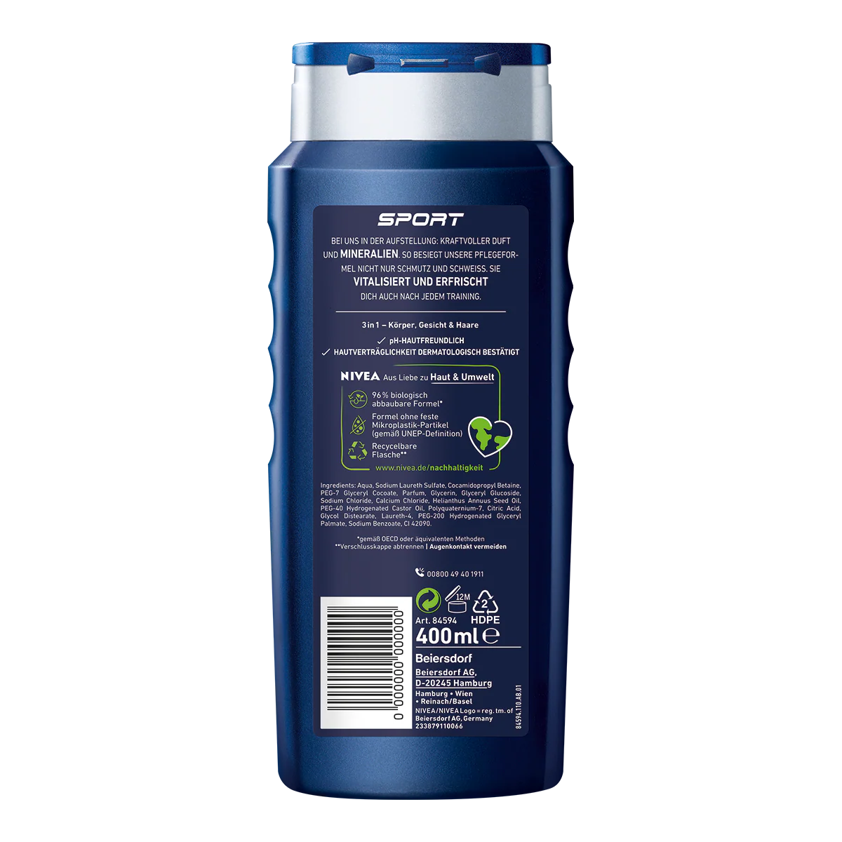 Nivea Men Shower Gel, Sport 24H Fresh Effect, 8.5 oz | 250ml - Image 2