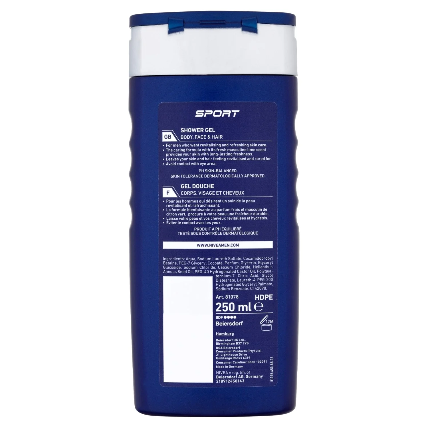 Nivea Men Sport 24H Fresh Effect, Shower Gel, 8.5 oz | 250ml - Image 2