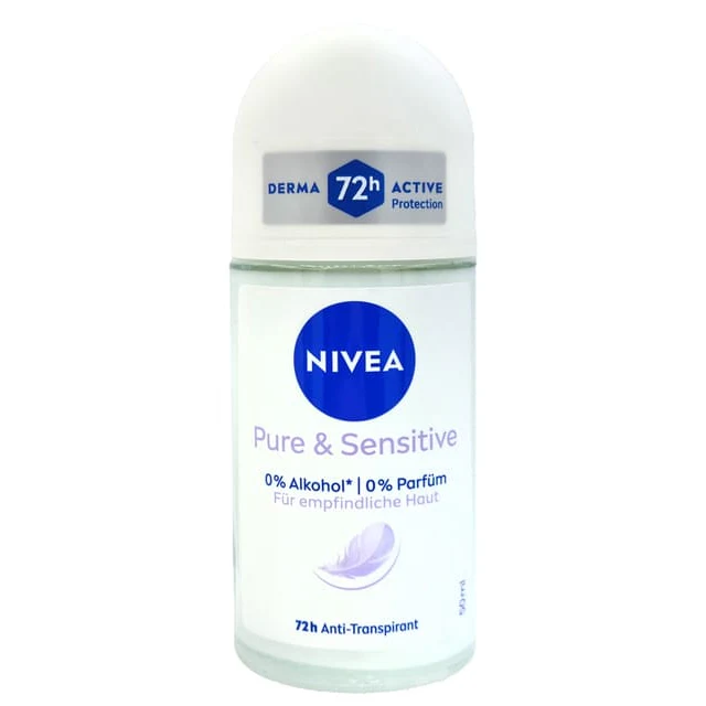 Nivea Pure & Sensitive Anti-Transpirant, Deodorant Roll on, 1.6 oz | 50 ml