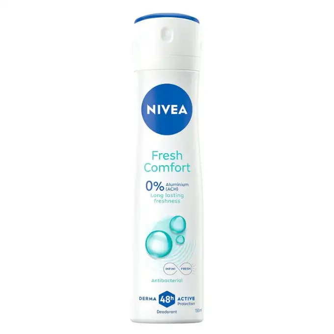 NIVEA Women – Fresh Comfort 0% Aluminium Deodorant Spray 150 mL | 48H Protection | Women’s Deodorant